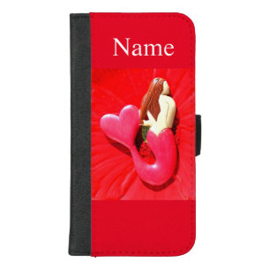 red heart-tailed mermaid  iPhone 8/7 plus wallet case
