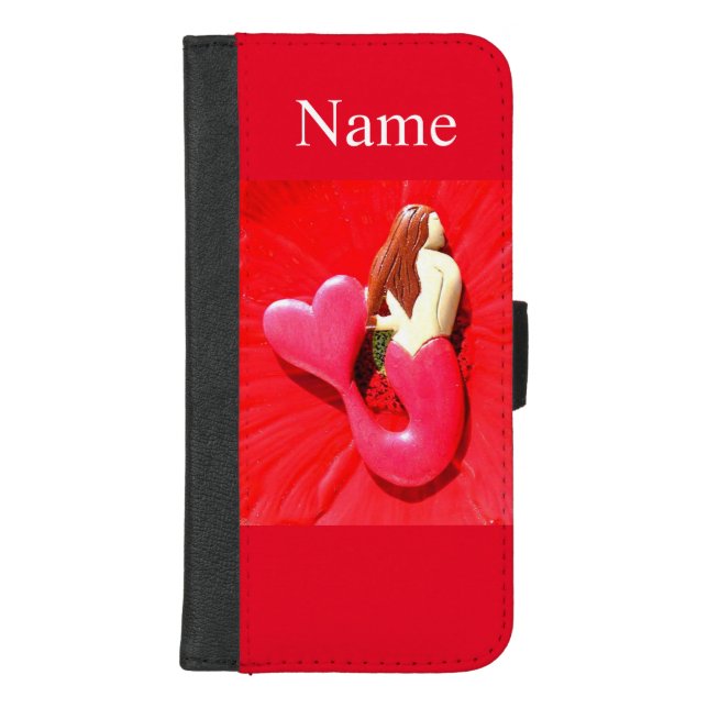 red heart-tailed mermaid  iPhone wallet case (Front)