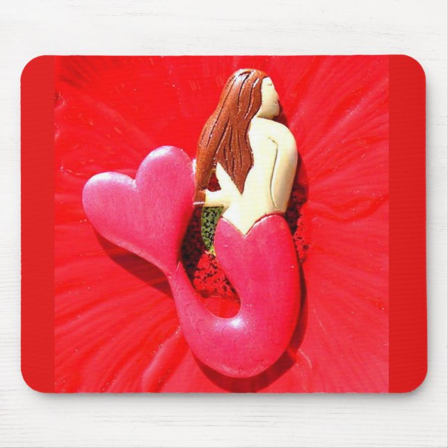 red heart-tailed mermaid mouse pad (Front)