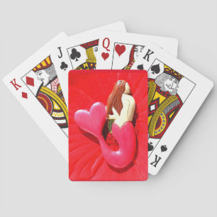 red heart-tailed mermaid poker cards