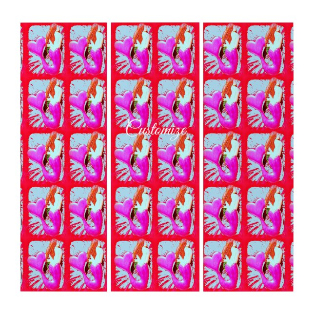Red heart-tailed mermaid Thunder_Cove Triptych (Front)