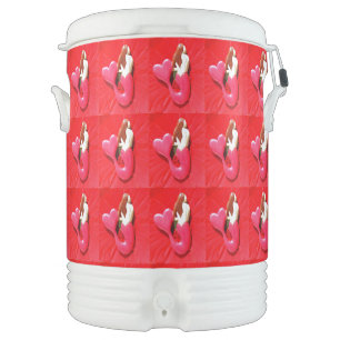 Red heart-tailed mermaids beverage cooler
