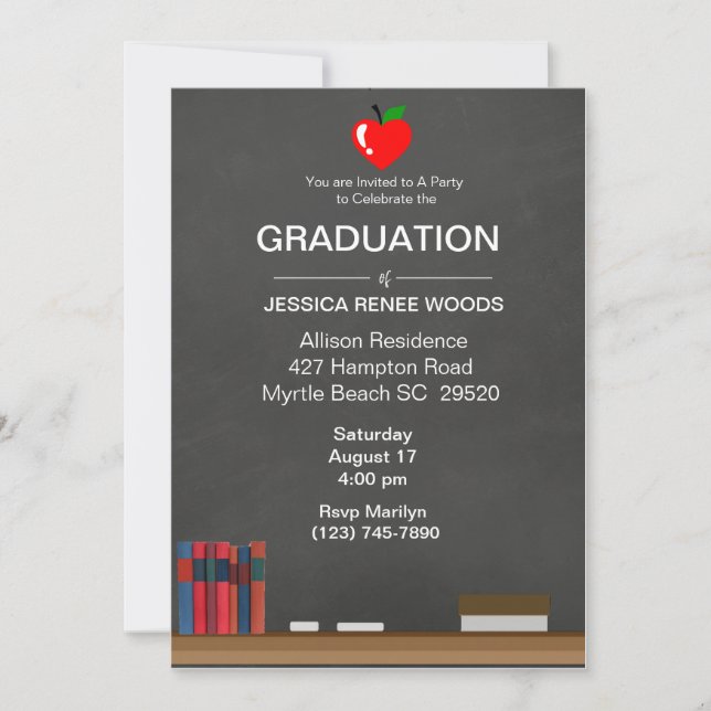 Red Heart Teacher Graduation Invitation (Front)