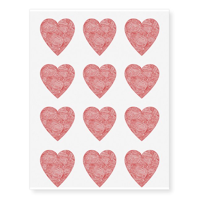 Red Heart Temporary Tattoos (Front)