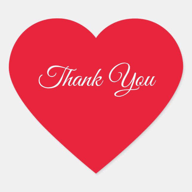 Red Heart Thank You Heart Sticker (Front)