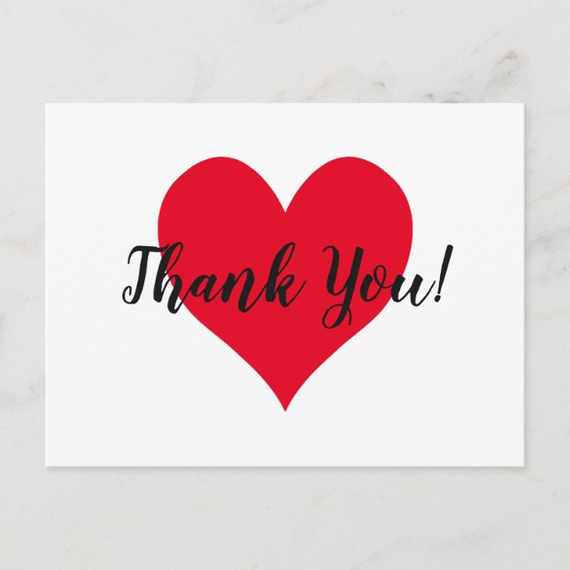 Red Heart Thank You Postcard (Front)