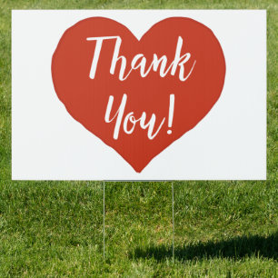 Red Heart Thank You Sign