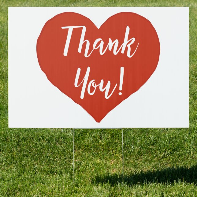 Red Heart Thank You Sign (Insitu)