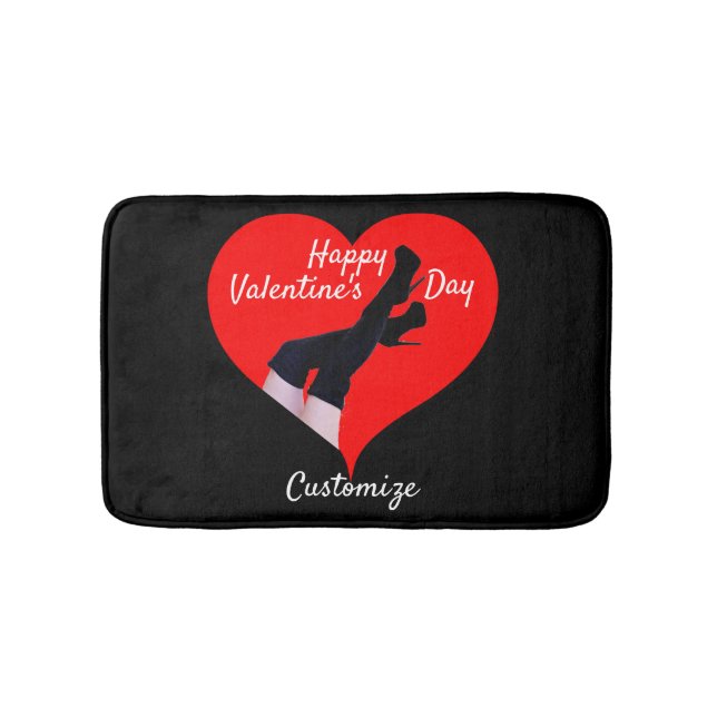 Red Heart Thigh-high Boots Valentine Thunder_Cove Bath Mat (Front)