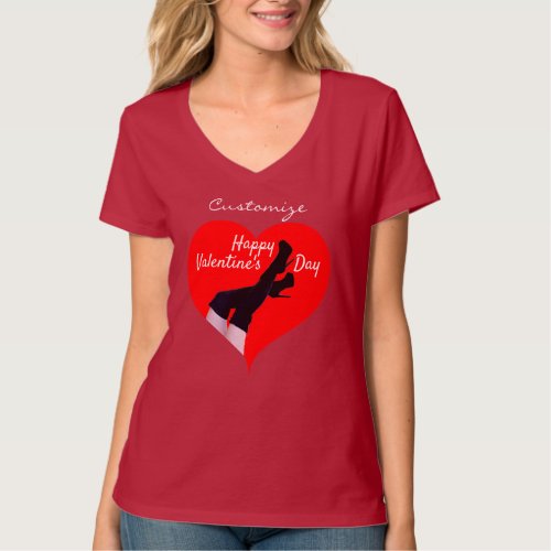 Red Heart Thigh_high Boots Valentine Thunder_Cove T_Shirt