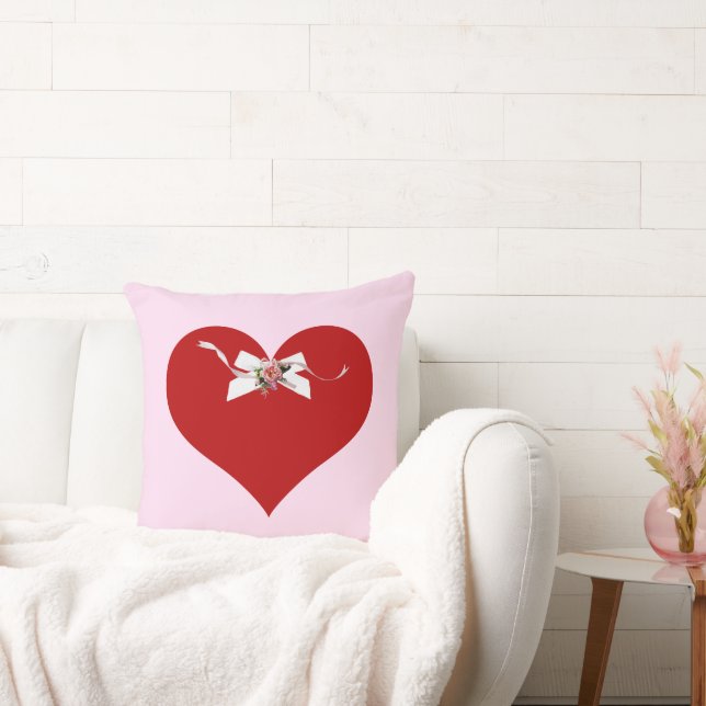 Red Heart Throw Pillow (Couch)