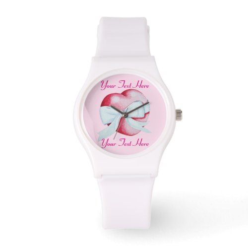 red heart tied with white bow romantic watch