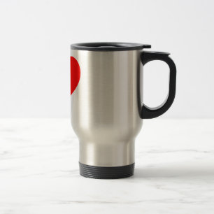 Red heart travel mug