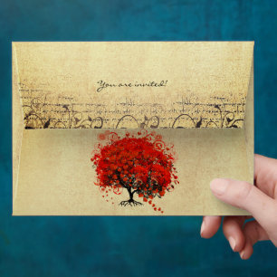 Red Heart Tree Envelopes
