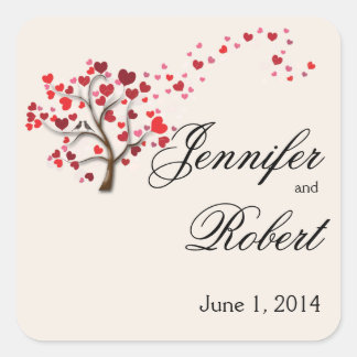 Red Heart Tree on Ivory Envelope Seal