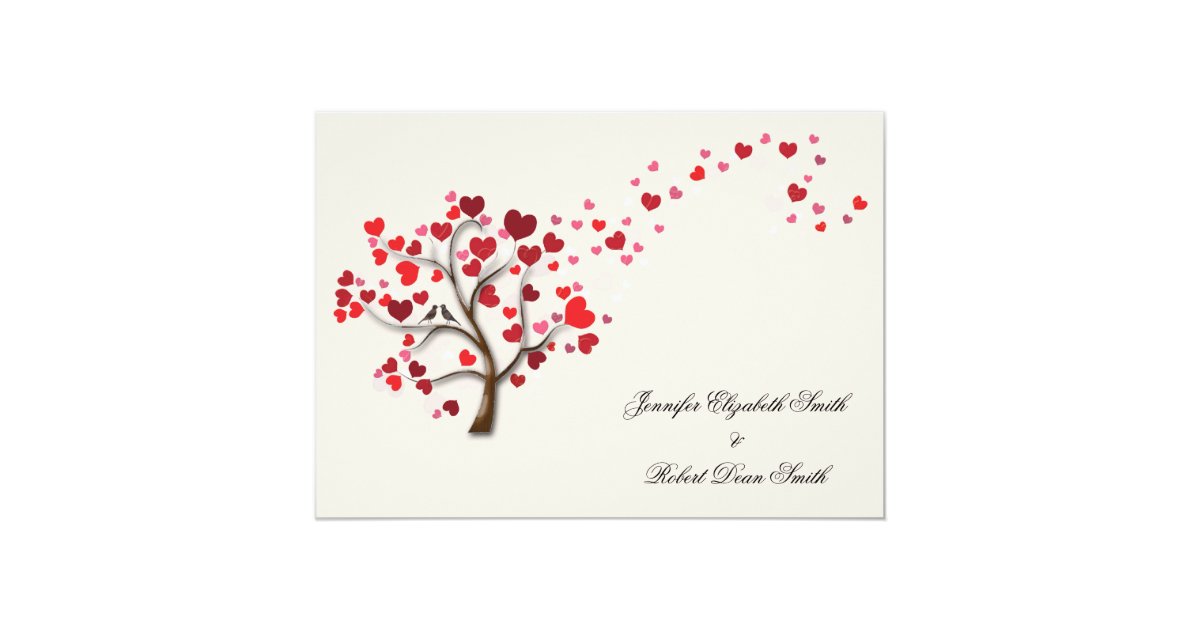Red Heart Tree on Ivory Wedding Card | Zazzle