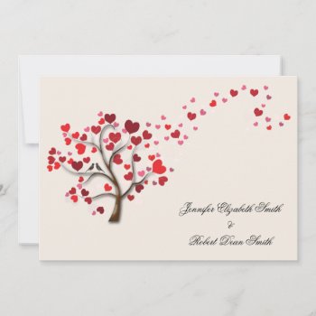 Red Heart Tree On Ivory Wedding Invitation by NoteableExpressions at Zazzle