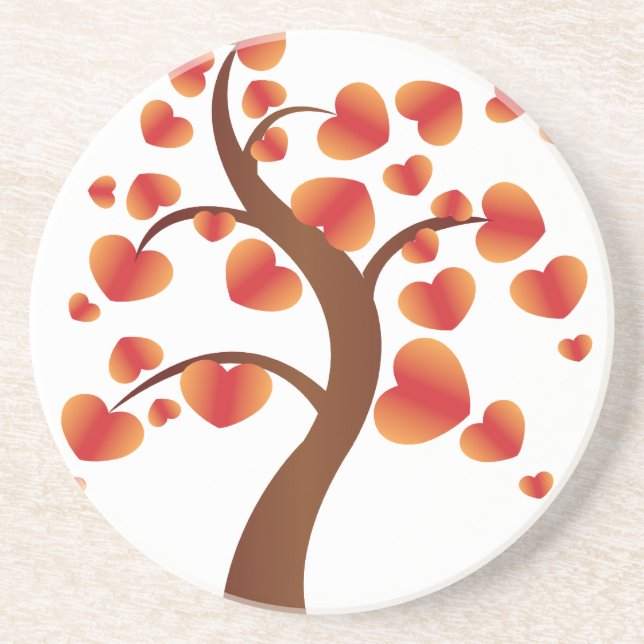 Red Heart Tree Sandstone Coaster (Front)