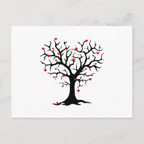 Red Heart Tree Silhouette Postcard