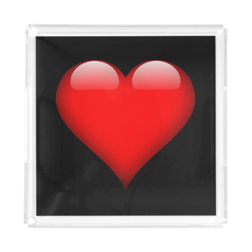 Red Heart Trendy Love Wedding Acrylic Tray