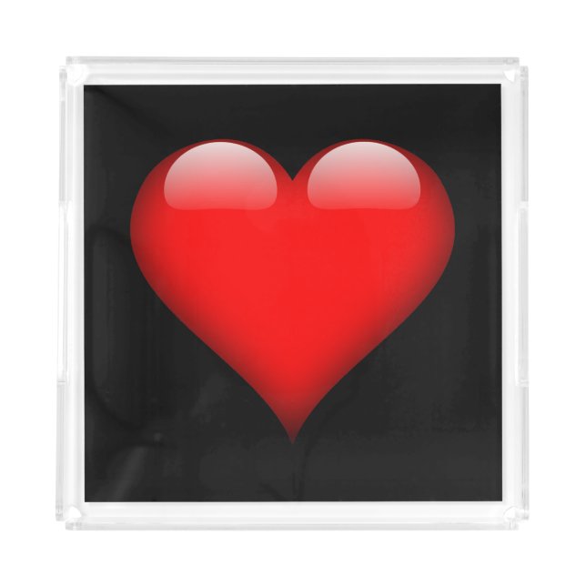Red Heart Trendy Love Wedding Acrylic Tray (Front)