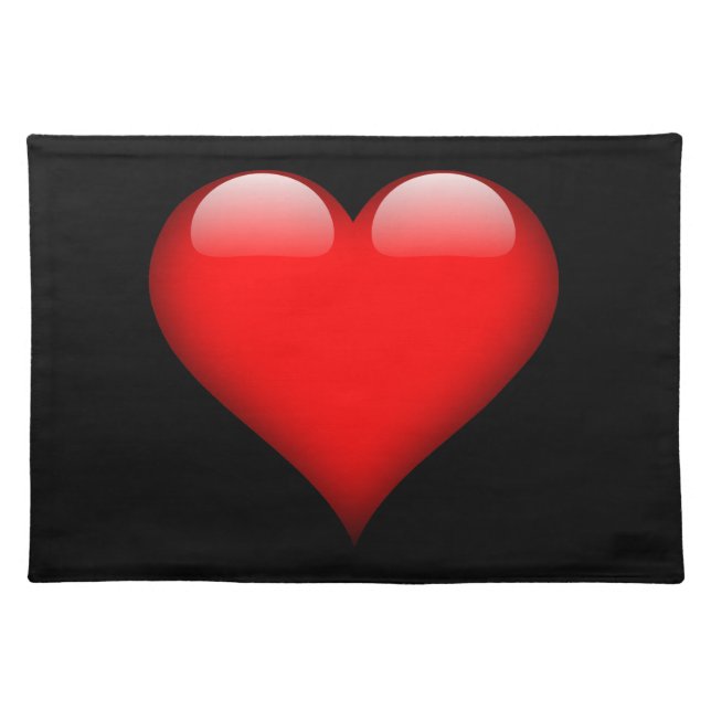 Red Heart Trendy Love Wedding Cloth Placemat (Front)