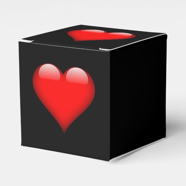 Red Heart Trendy Love Wedding Favor Boxes (Front Side)