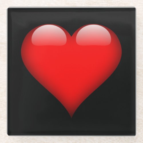 Red Heart Trendy Love Wedding Glass Coaster