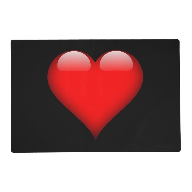 Red Heart Trendy Love Wedding Placemat (Front)