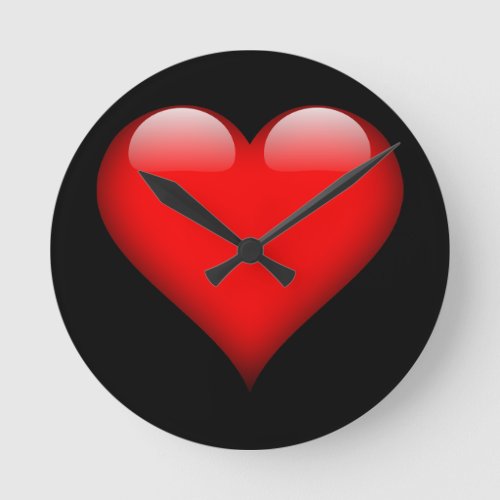 Red Heart Trendy Love Wedding Round Clock
