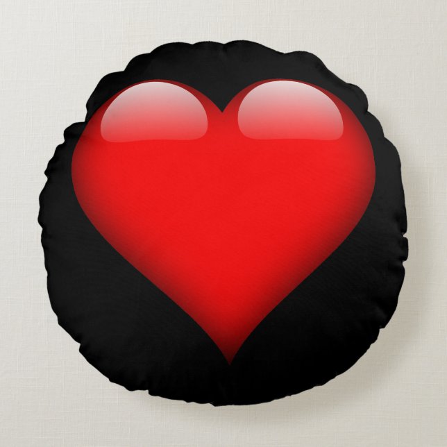 Red Heart Trendy Love Wedding Round Pillow (Front)