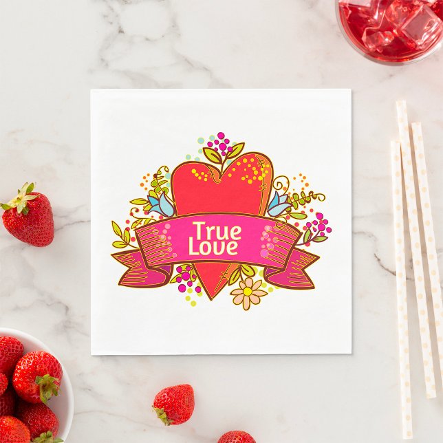 Red Heart True Love Napkins (Creator Uploaded)