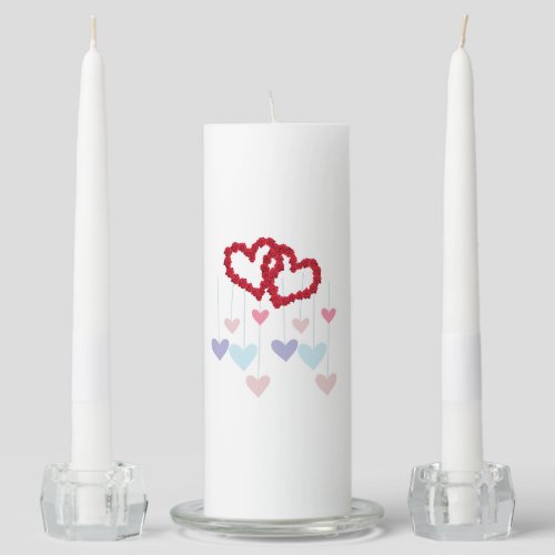 Red heart unity candle set design