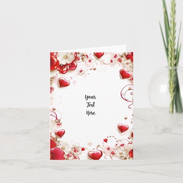Red Heart Valentine  Note Card (Front)