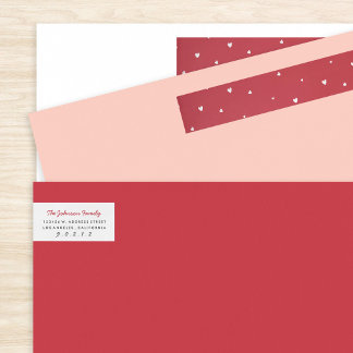 Red Heart Valentine Return Address Wrap Around Label