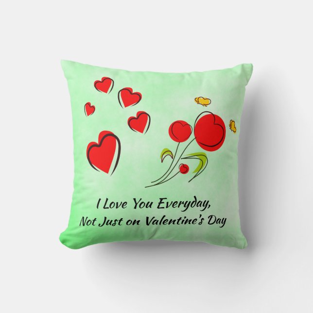 Red heart Valentine Throw Pillow (Front)
