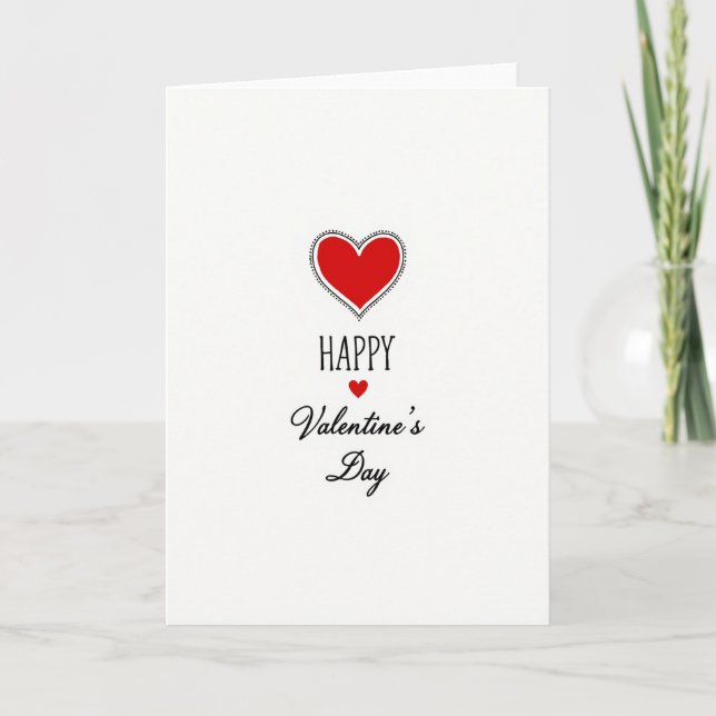 Red Heart Valentines Day Card (Front)