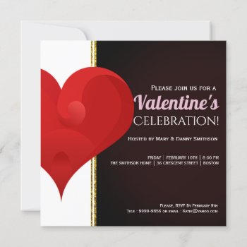 Red Heart Valentine's Day Celebration Invitation by visionsoflife at Zazzle