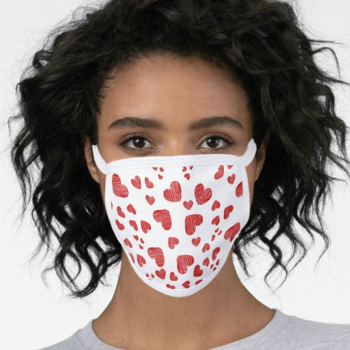 Red Heart Valentines Day Face Mask
