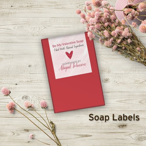 Red Heart Valentines Day Handmade Artisan Soap Rectangular Sticker