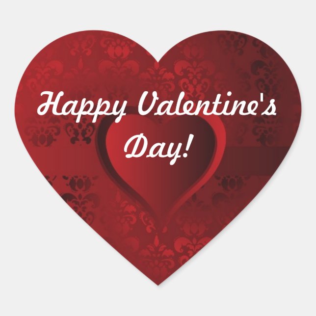 Red heart Valentine's day Heart Sticker (Front)