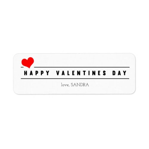 Red Heart Valentines Day Label