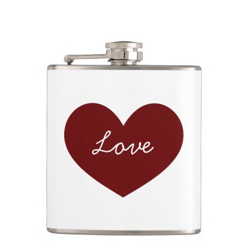 Red Heart Valentines Day Love Cute Flask