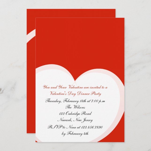 Red Heart Valentine's Day Party Invitation (Front/Back)