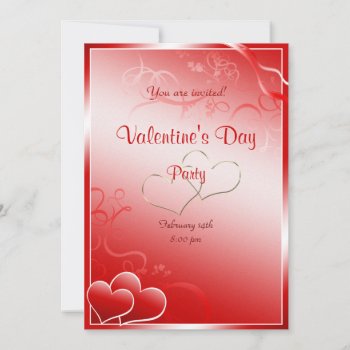 Red Heart Valentine's Day Party Invitation by Stangrit at Zazzle