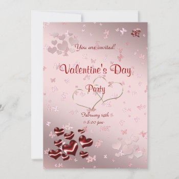 Red Heart Valentine's Day Party Invitation by Stangrit at Zazzle