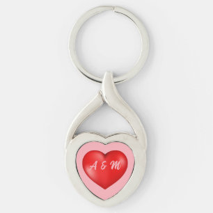 Red heart Valentines Day personalized Keychain