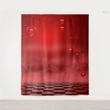Red Heart Valentine's Day Photo Backdrop Tapestry