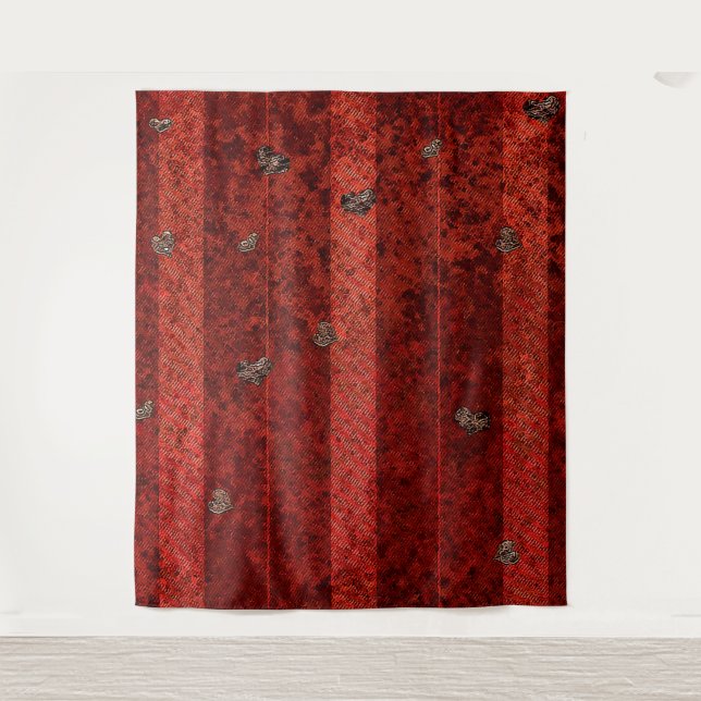 Red Heart Valentine's Day Photo Backdrop Tapestry (Front)