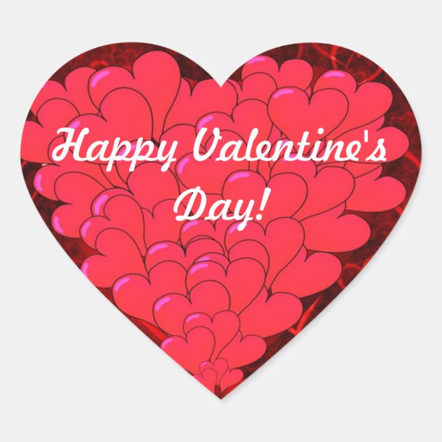 Red heart Valentine's day Sticker (Front)